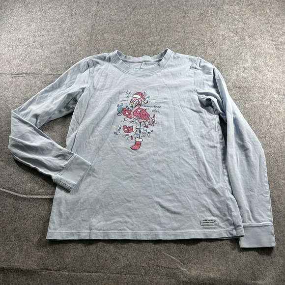 Life Is Good Tops - Life Is Good Crusher Tee Womens Small Flamingo Let It Snow Cotton Winter Shirt